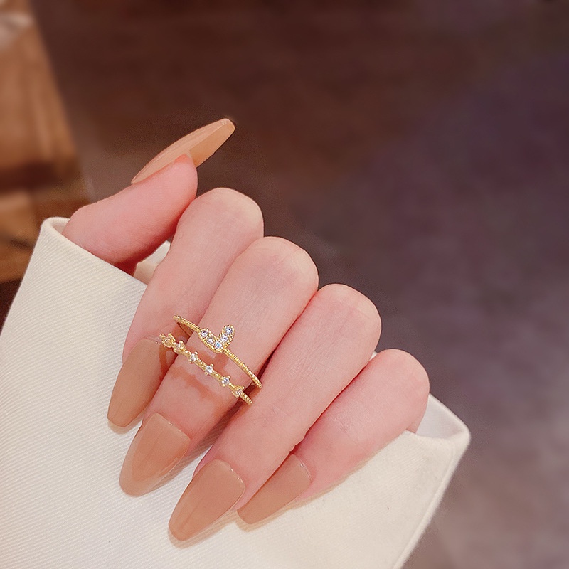 Nhẫn Đeo Tay Thiết Kế Hai Lớp Đính Đá Zircon Thời Trang Cho Nữ