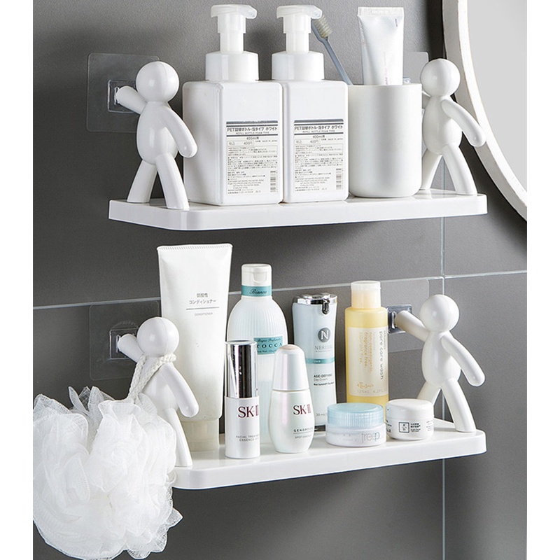 Kệ treo tường Nhà Tắm / Bếp Tự Dính Không Cần Khoan Hình Người Bé Nhỏ Màu Trắng Dễ Thương