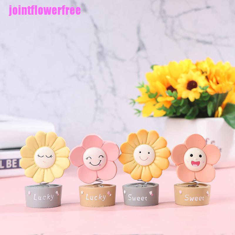 JSS Creative Resin Sunflower Cake Decoration Car Shake Head Ornaments Home Car Decor JSS