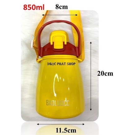 Bình giữ nhiệt 8660_850ml inox 304 màu Vàng hình Hổ_Có lọc trà