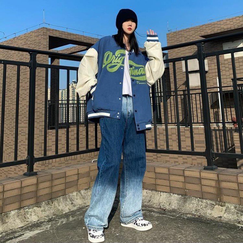 Áo Khoác Bóng Chày Dáng Rộng Phong Cách Hàn Quốc Thời Trang Cho Nam Nữ