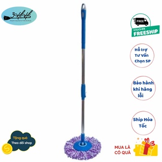 🛒 Cây lau nhà 360 độ inox lớn 22mm -25mm ( khóa lật - đã kèm bông lau ) 3HiHi Cao Cấp 📌