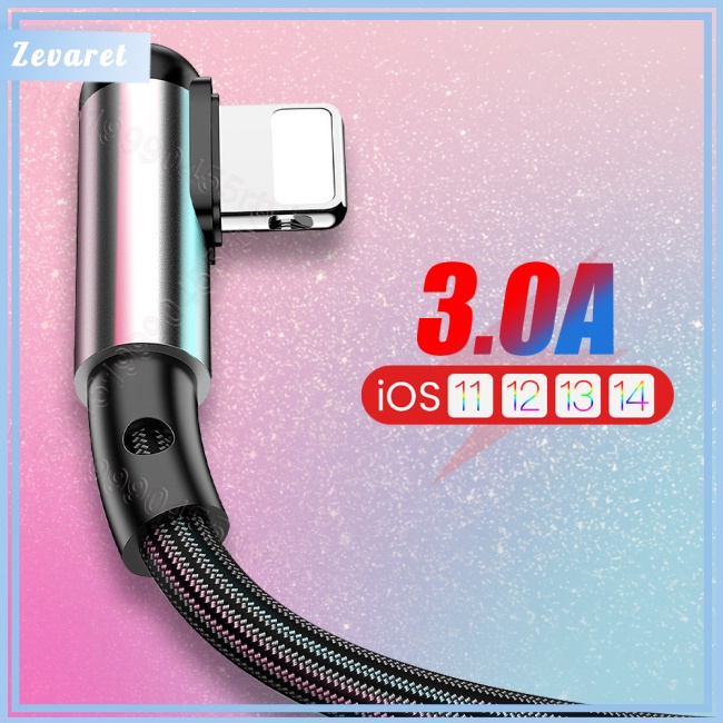 Dây Cáp Sạc Usb Nhanh Xoay 90 Độ Hình Chữ L Bằng Hợp Kim Nylon Tương Thích Với Iphone 13 12