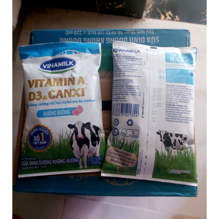 Sữa Vinamilk có đường không đường ít đường 6 bịch