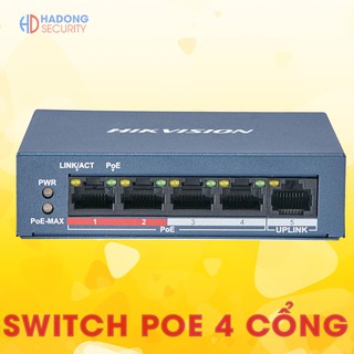 Switch poe 4 cổng 100m hikvision ds-3e0105p-e/m, 1 cổng uplink