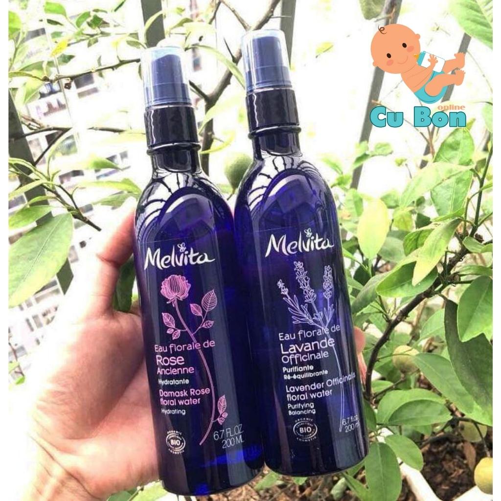 Nước Hoa Hồng Melvita Eau Florale 200ml pháp giúp khàng khuẩn dưỡng ẩm chống lại tình trạng mất nước săn chắc da