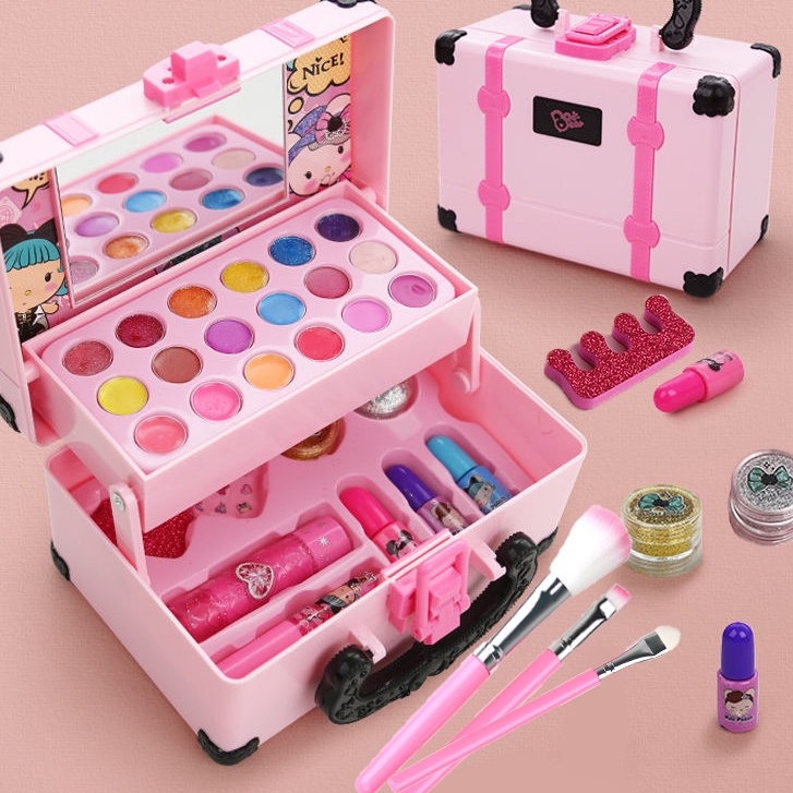 Hộp trang điểm make up, Đồ chơi cao cấp an toàn , trang điểm cho bé gái, xinh xắn, lấp lánh, đáng yêu