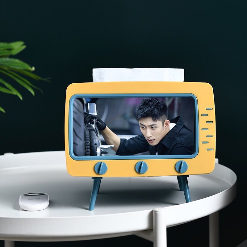Hộp Đựng Khăn Giấy Kiêm Giá Đỡ Điện Thoại Di Động 2 Trong 1 Tiện Lợi