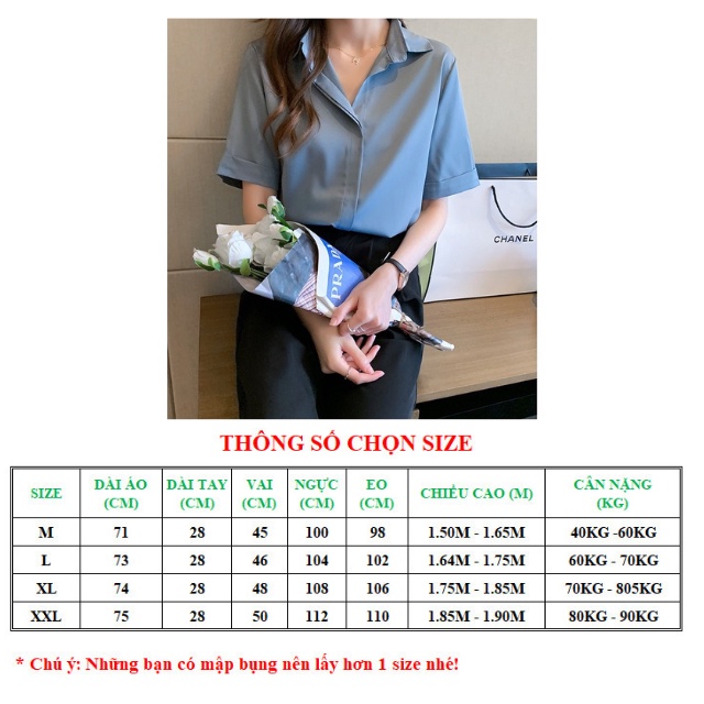 Áo sơ mi nữ form rộng GIẤU NÚT tay ngắn chuẩn form Hàn Quốc vải lụa mềm mịn ít nhăn MRN04