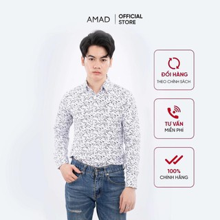 Áo sơ mi nam dài tay hoạ tiết chấm tròn vải lụa cao cấp mặc đi chơi đi tiệc phong cách sang trọng Amad
