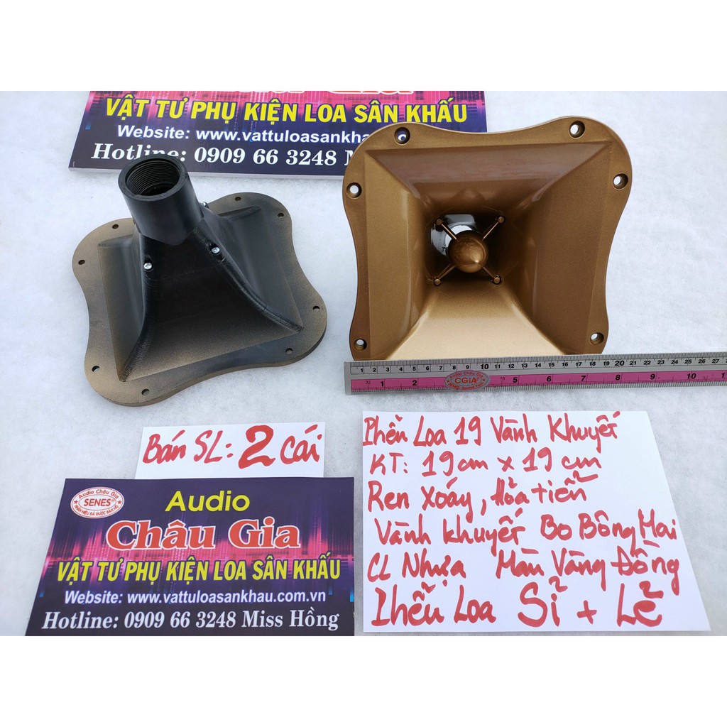 HỌNG LOA TREBLE 19CM KHUYẾT HỎA TIỄN MÀU VÀNG MẪU BÔNG MAI 2 CÁI AUDIO CHÂU GIA