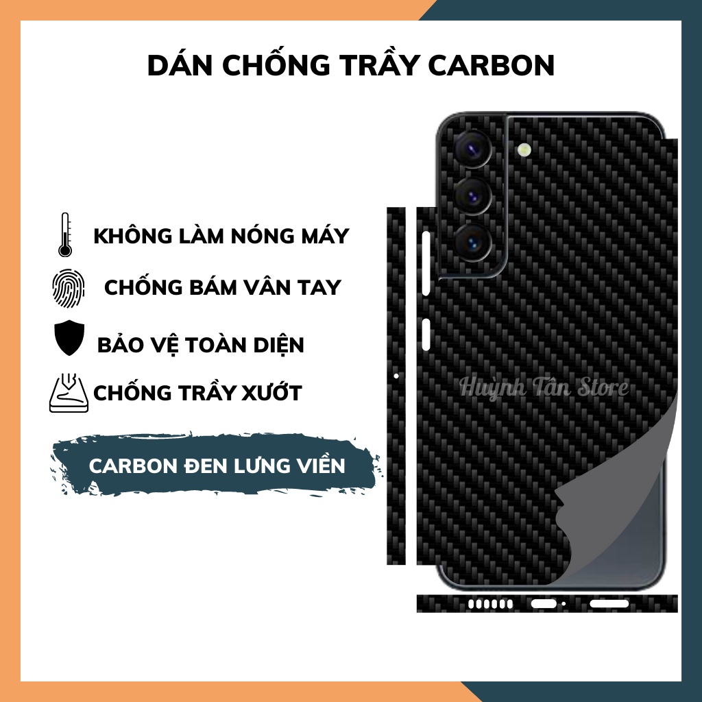 Miếng dán decal carbon mặt sau Samsung S22 Plus , S22+ 5G chống trầy mặt lưng,chống bám vân tay