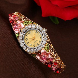 Đồng hồ quartz nữ mặt hoa đính pha lê sang trọng