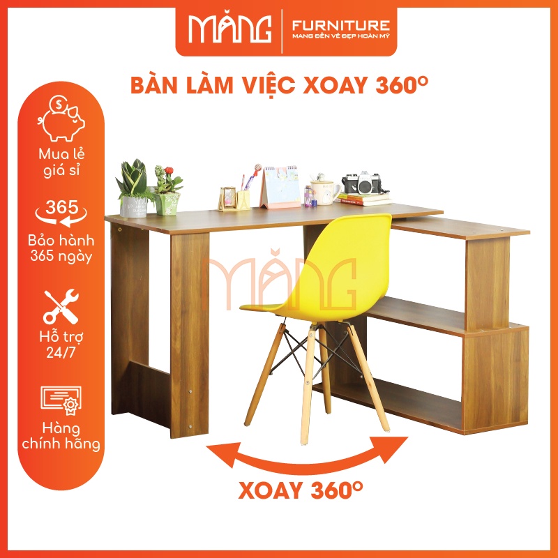 Bàn làm việc Xoay 360 độ. Sắp xếp xoay chuyển linh hoạt, Phù hợp mọi góc làm việc, Gỗ công nghiệp. BLV12