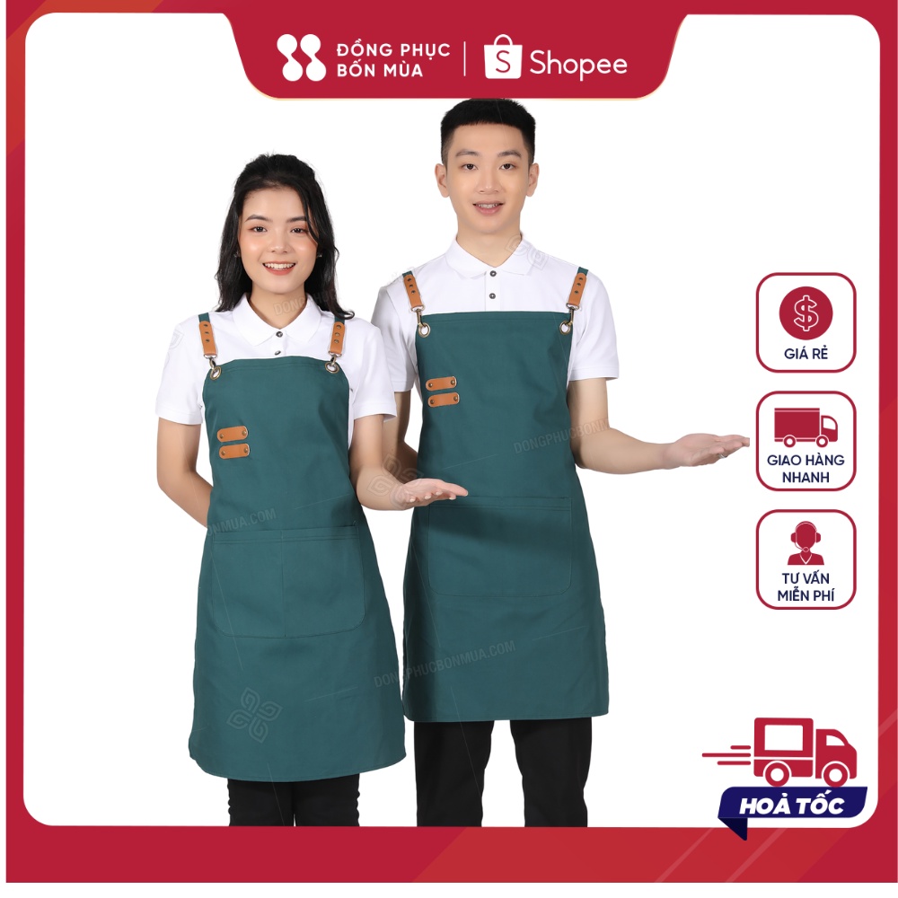 Tạp dề màu Xanh  phối daTạp dề pha chế Tạp dề nam Tạp dề đồng phục Tạp dề cao cấp 100% ảnh thật sẵn hàng