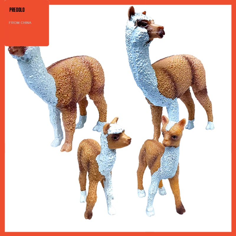 [In Stock]4/Set Lifelike Alpaca Figure Farm Zoo Animal Statues Home Tabletop Decors