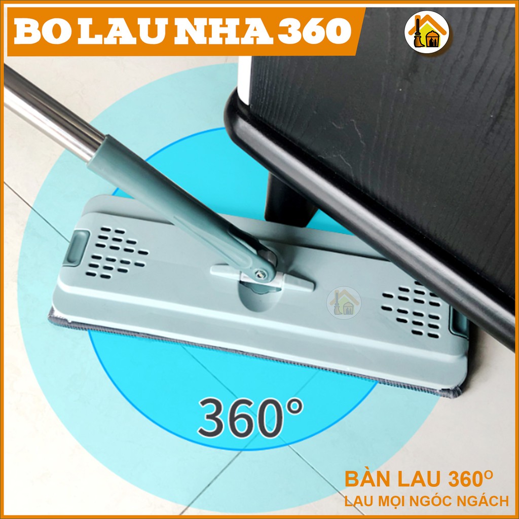 Cây lau nhà, bộ chổi lau nhà tự vắt thông minh 2 ngăn 360 độ TINZ|Mã Kem