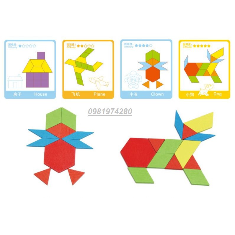 Ghép hình sáng tạo pattern block 130 chi tiết