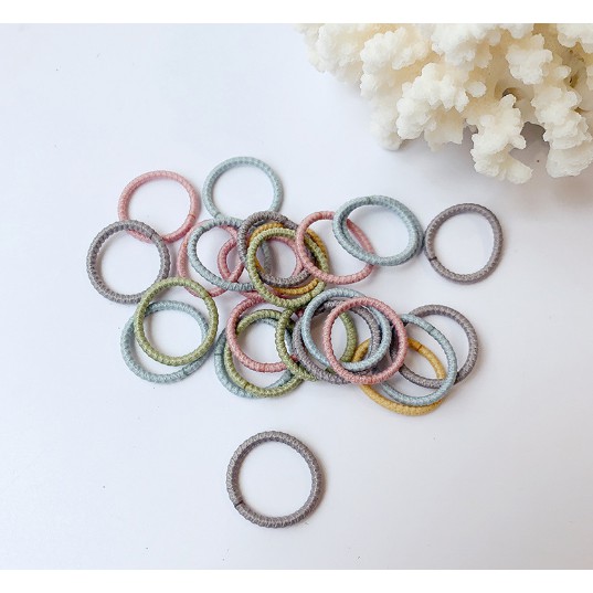 Túi 100 dây thun Chun buộc tóc cho bé gái, chun, màu sắc sặc sỡ loại trơn