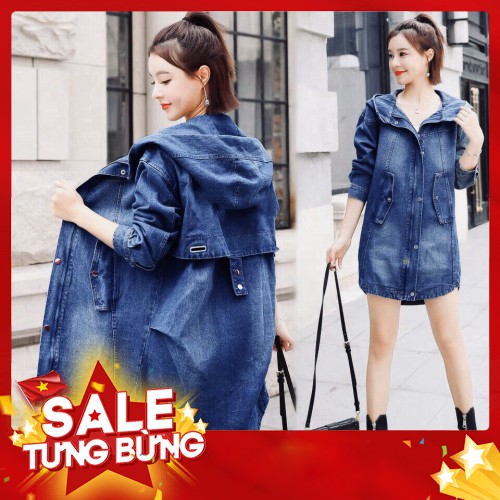 -HÀNG NHẬP KHẨU Áo Khoác Jean Form Dài, Có Nón Cách Điệu Liên hệ mua hàng 084.209.1989