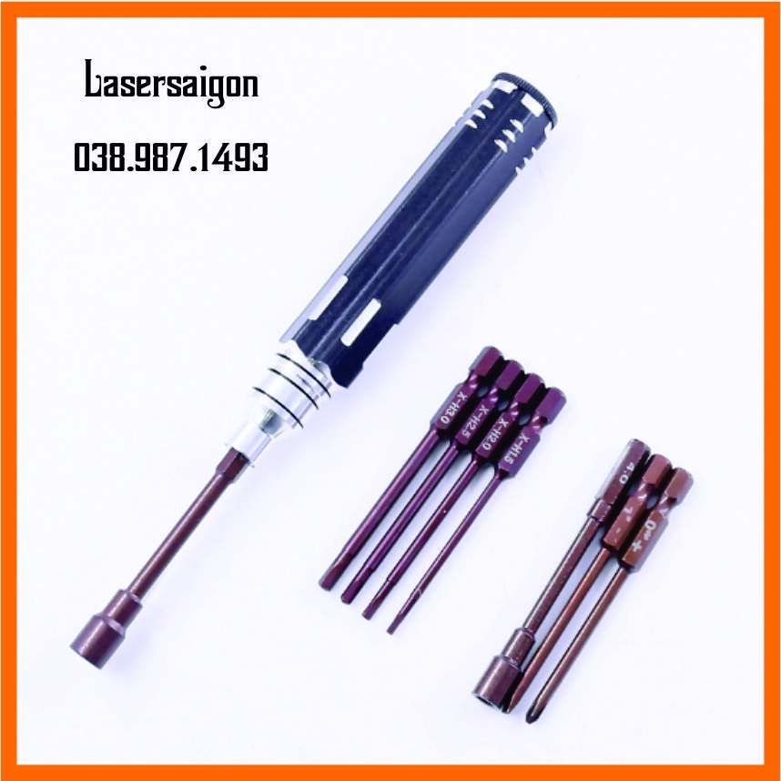Bộ Tool sửa chữa xe RC 8in1 tua vít cầm tay lúc giác, chữ thập hợp kim thép cao cấp siêu cứng
