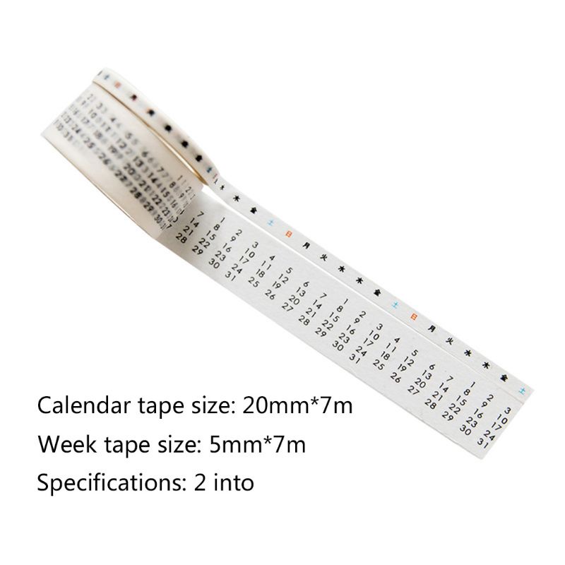 Set 2 Cuộn Băng Dính Washi Hình Lịch Dùng Trang Trí Album Ảnh DIY