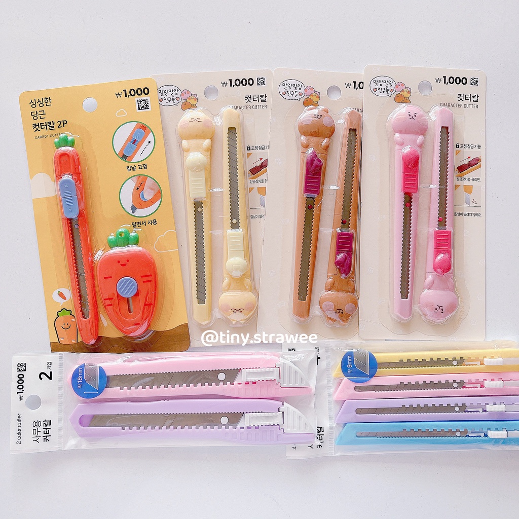 Set dao rọc giấy và kéo Daiso Hàn  | Tiny Strawee