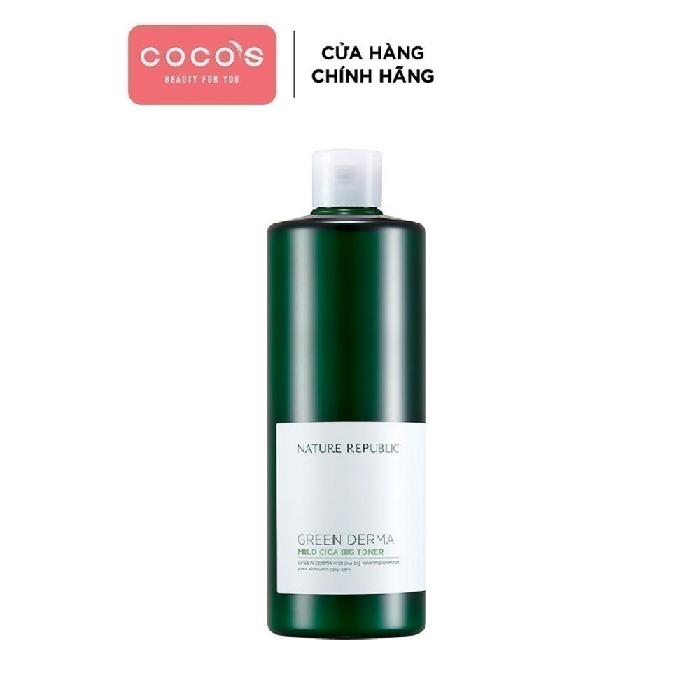 [Mã COSCOCOT3 -8% đơn 250K] Nature Republic Nước hoa hồng Green Derma Mild Cica Big Toner 500ml