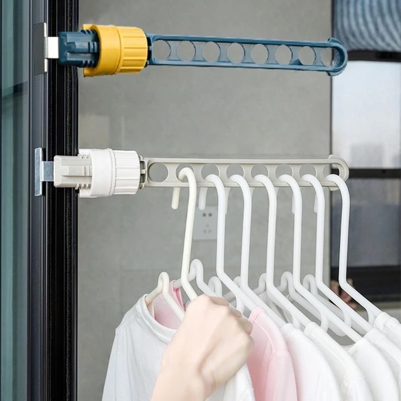 Móc Treo Quần Áo Gắn Cửa Sổ 8 Lỗ Xoay Được
