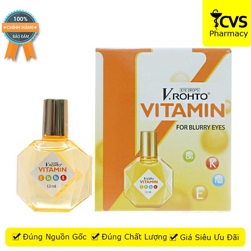 Nước Nhỏ Mắt V.Rohto Vitamin (13ml) - Giúp cải thiện tình trạng giảm thị lực, mắt mờ do tiết dịch - cvspharmacy