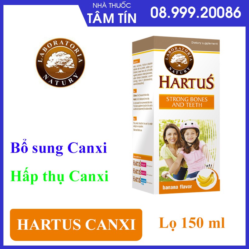 [CHÍNH HÃNG ] Hartus Canxi - Bổ sung canxi, vitamin D3, vitamin K, hấp thụ canxi tối đa nhờ Vitamin K (Lọ 150ml)