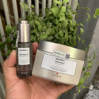 Combo hấp và tinh dầu siêu phục hồi Goldwell Kerasilk Reconstruct Intensive Repair Treatment 200ml/28ml