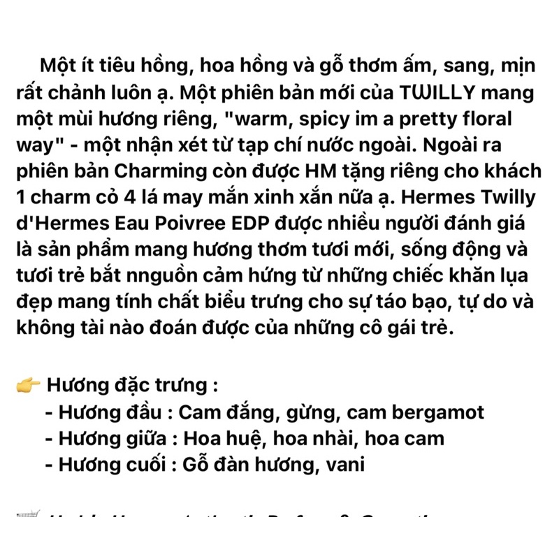 HMes • TWILLY • EAU POIVREE • Eau de Parfum - 10ML Nước Hoa Chính Hãng