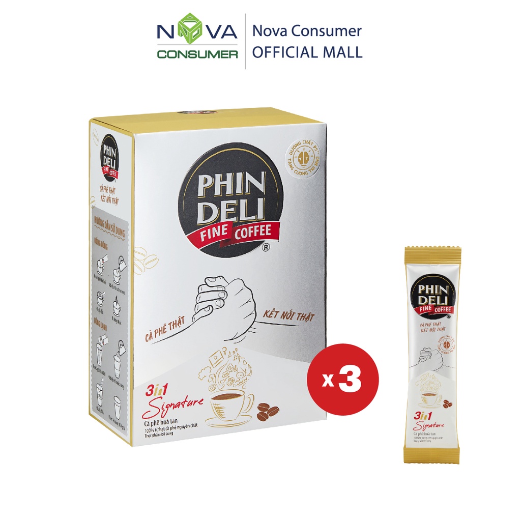 [Combo 3 hộp] Cà Phê Hòa Tan PhinDeli 3in1 Signature (15g x 10 gói x 3 hộp) | BigBuy360 - bigbuy360.vn