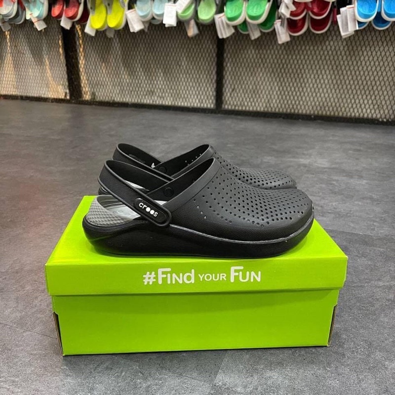 Dép Sục Cross Literide Nam Nữ Màu Đen Hàng chuẩn Full Tag, Full Hộp Hãng