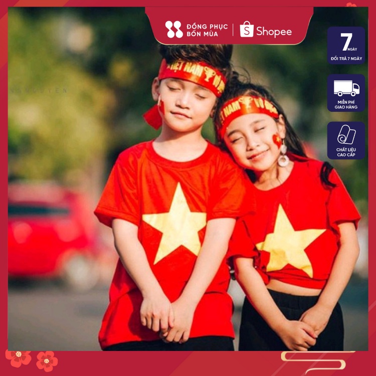 Áo thun Cờ Đỏ Sao Vàng Trẻ Em - Áo Chất Cotton Đẹp in hình lá cờ tổ quốc sẵn hàng kèm videogiá tại xưởng
