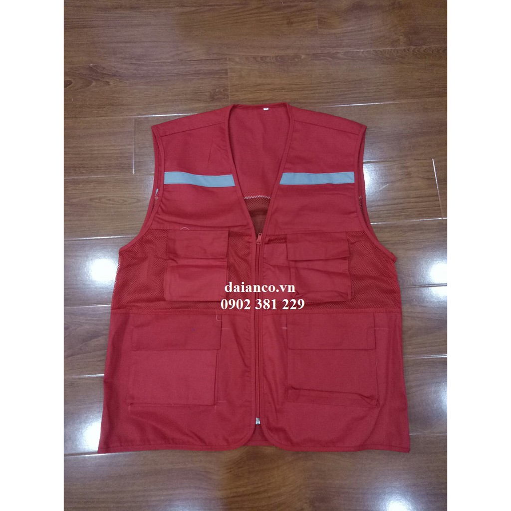 Áo ghi lê phản quang 1 kéo 4 túi hộp nhiều màu lựa chọn - hình thật