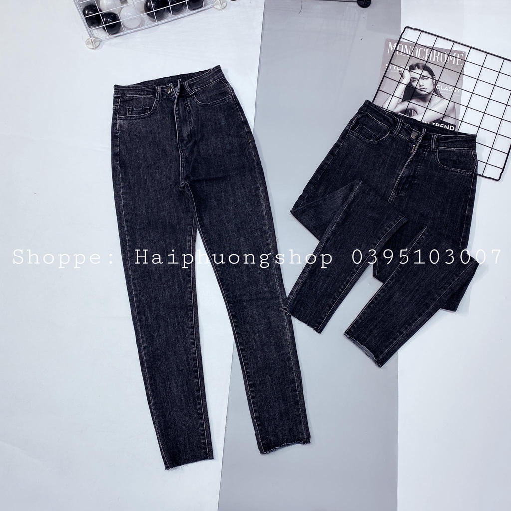 Quần jeans đen khói cạp cao mã 018 (kèm ảnh thật,video) | BigBuy360 - bigbuy360.vn