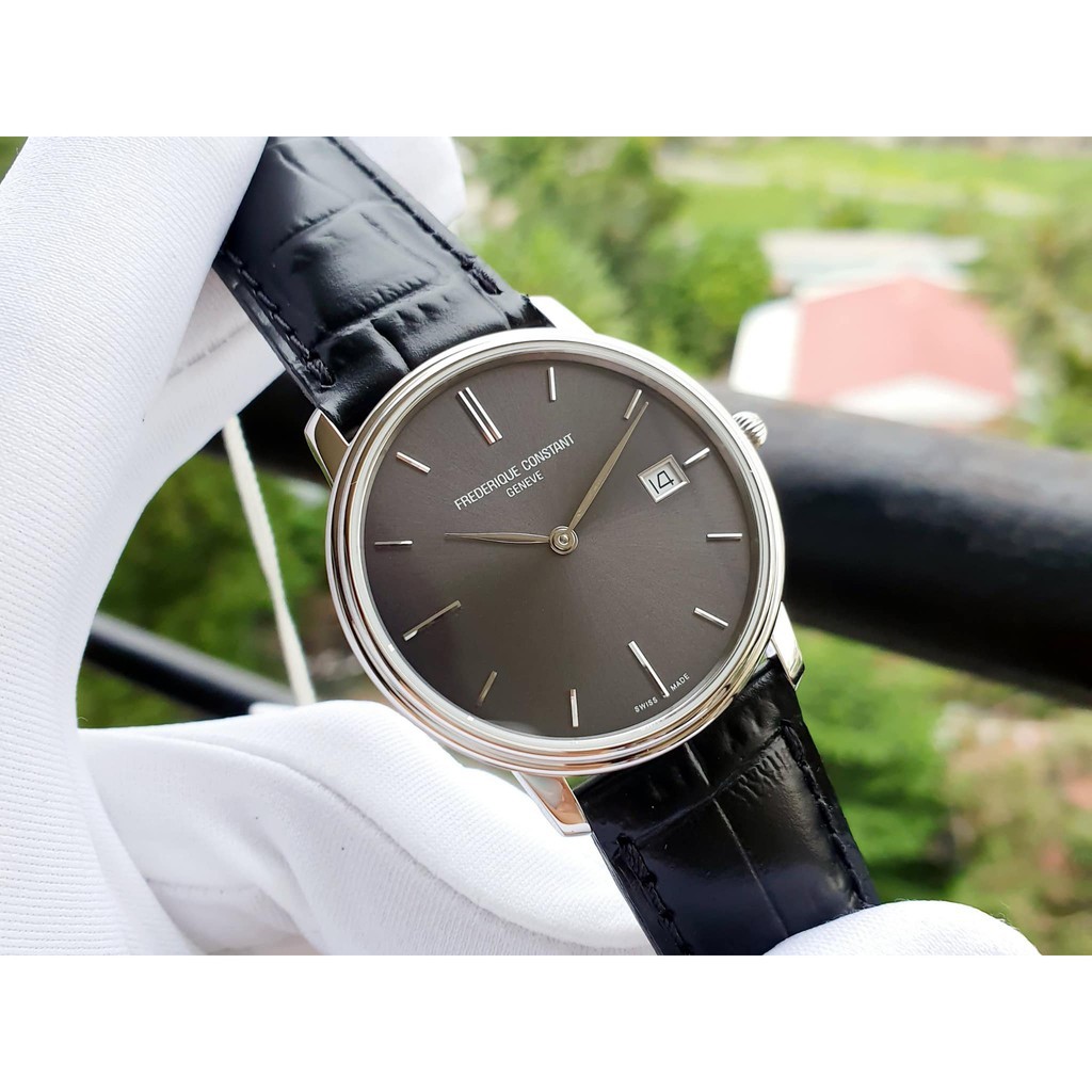 đồng hồ nam FC Quartz Slimline Date Black Leather - FC-220NG4S6
