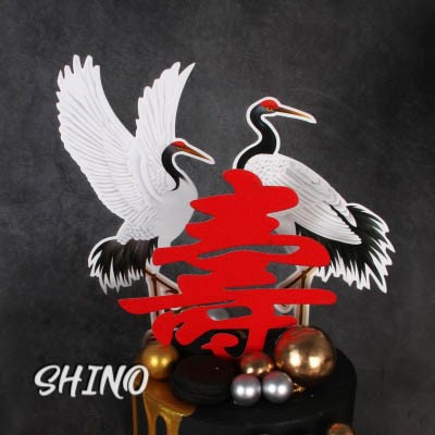 Set 2 con hạc chữ thọ