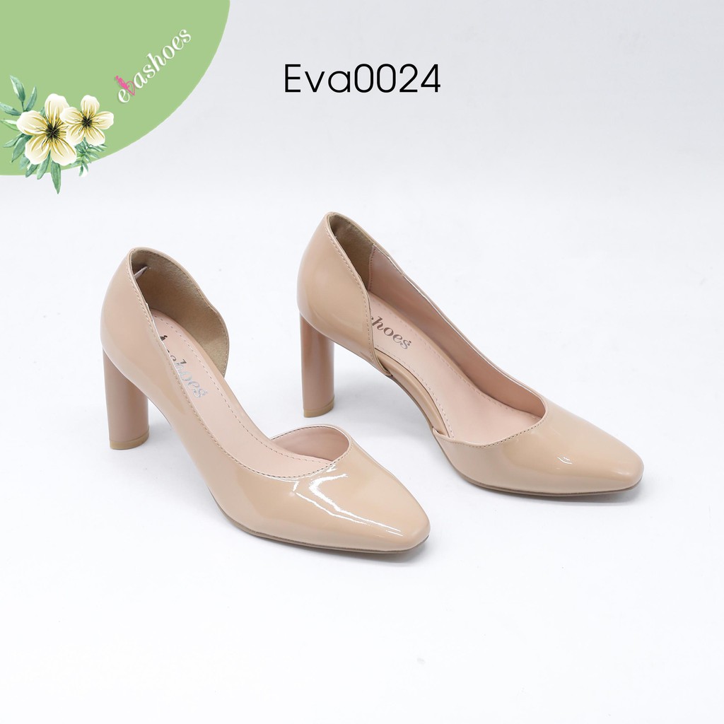 Giày Cao Gót Khoét Eo Da Bóng 8cm Evashoes - EVA0024