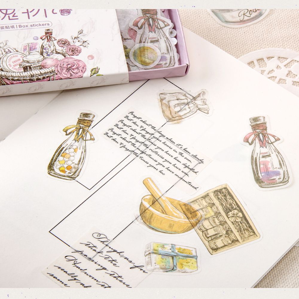 Set hộp 40 miếng dán trang trí album ảnh phong cách cổ điển xinh xắn