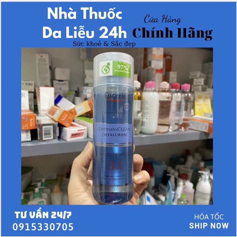 Nước tẩy trang dịu nhẹ cho da nhạy cảm Dermato Clean Micellar 3 in 1 Eucerin 200ml