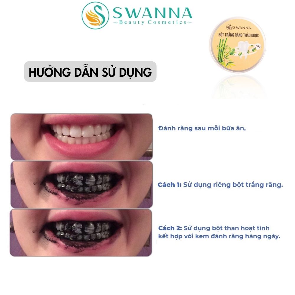 Bột than tre hoạt tính trắng sáng răng thơm miệng SWANNA - Vệ sinh chăm sóc răng miệng tại nhà