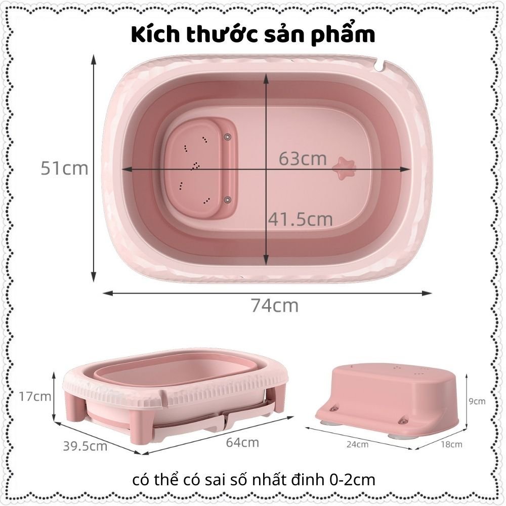 Bồn tắm thành cao silicon gấp gọn chống trơn trượt