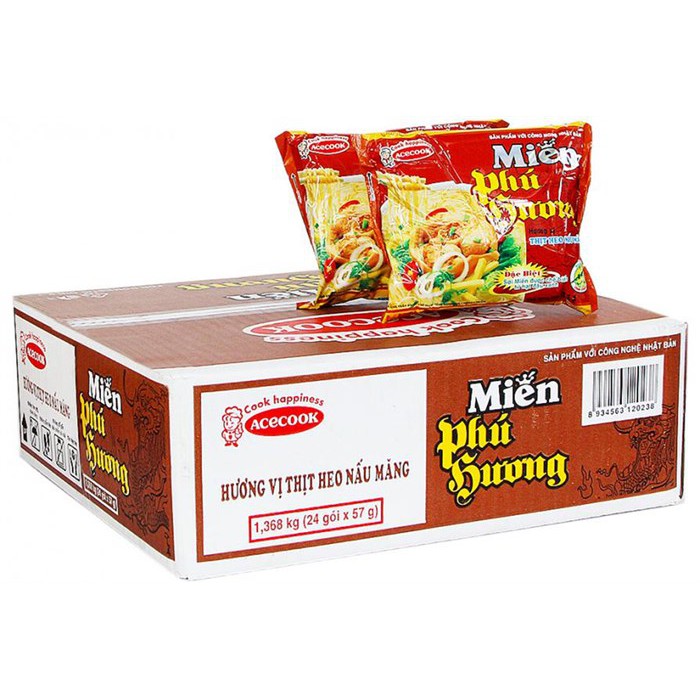 Thùng Miến Phú Hương Acecook 4 loại (24 gói x 58g)