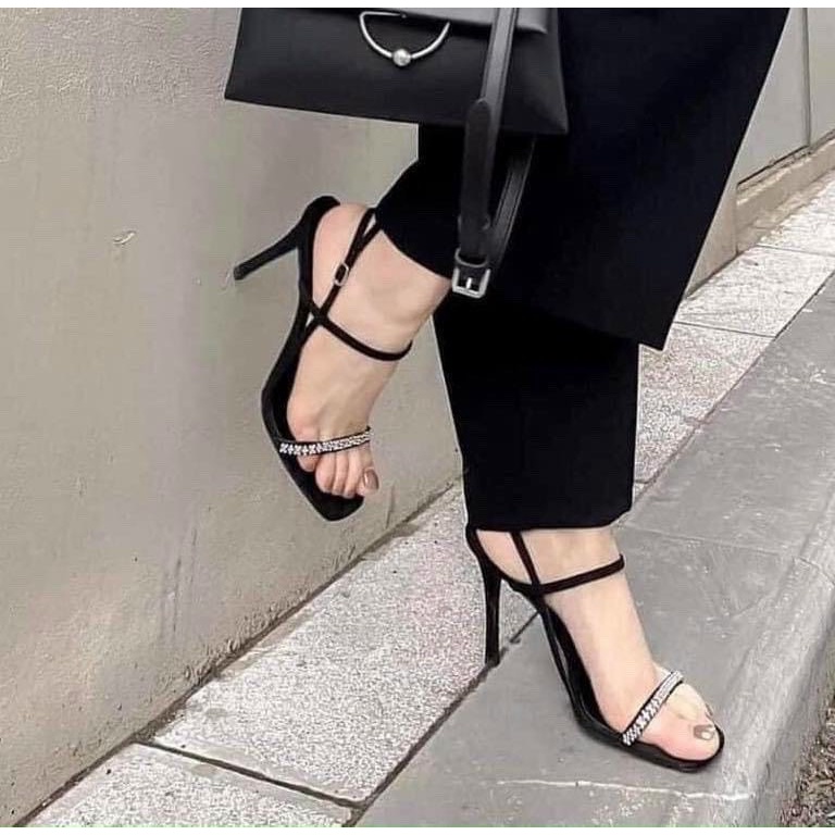 Sandal cao gót đính đá gót nhọn 9cm HH60