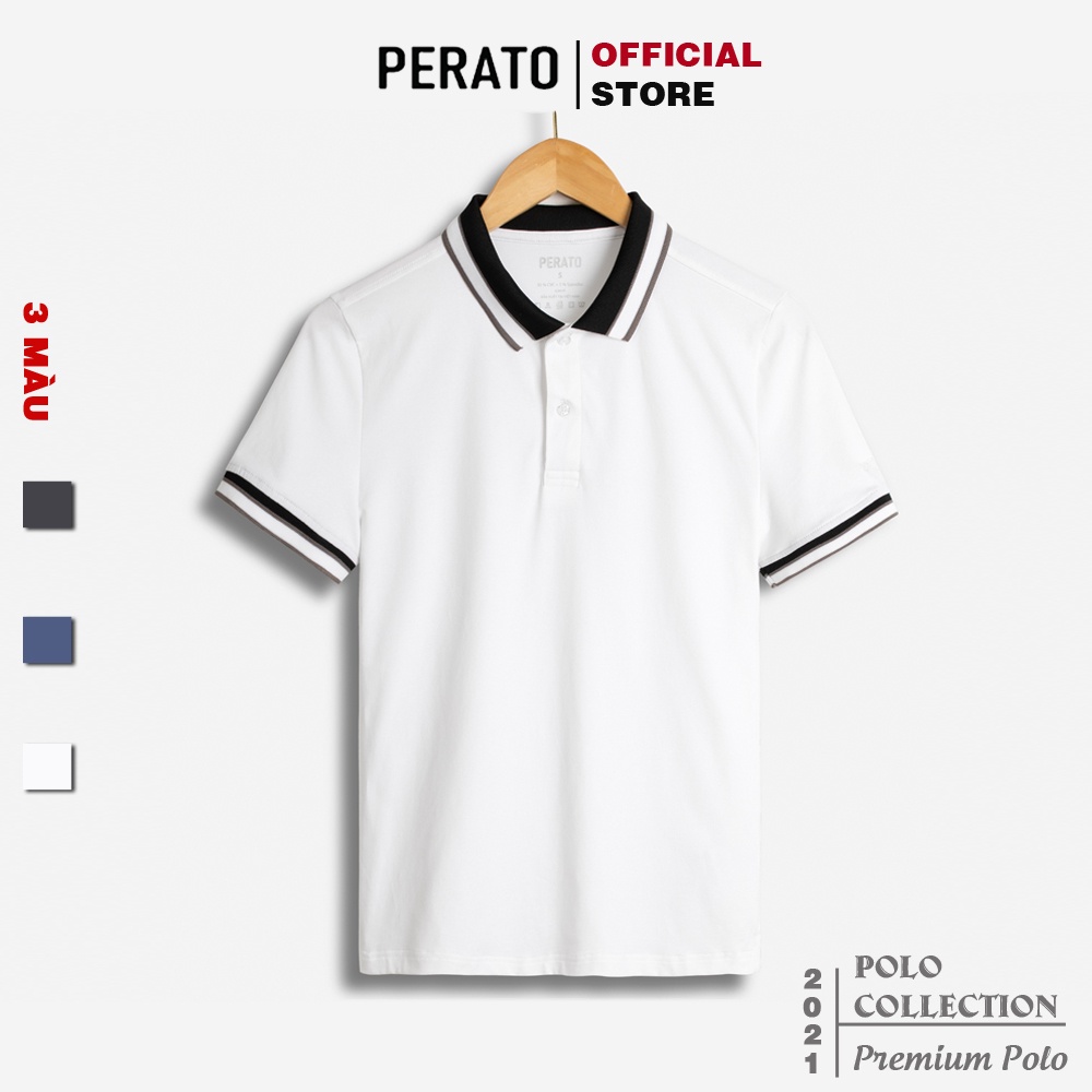 [MUA 2 GIẢM 20K] Áo Thun Nam Polo Có Cổ PERATO (3 màu), Chất Vải Thun Cotton Mềm Mại, Co Giãn Thoải Mái