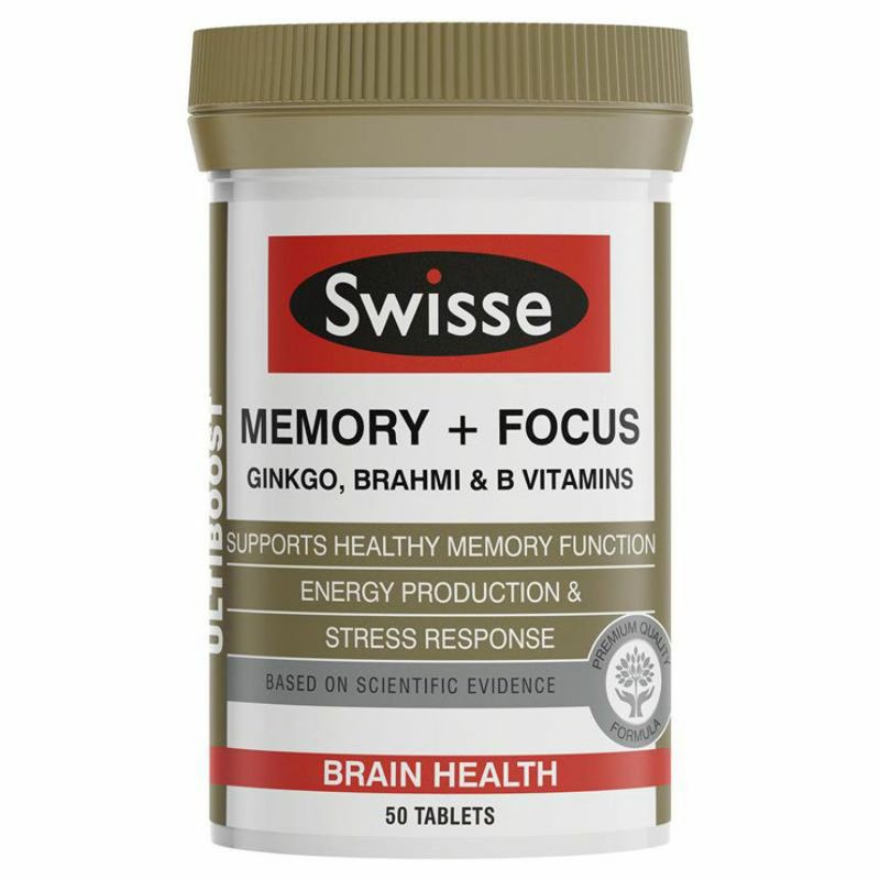 Viên uống bổ não cải thiện trí nhớ và sự tập trung Memory + Focus Swisse Úc 50 viên - Dành cho người hay chịu áp lực cao
