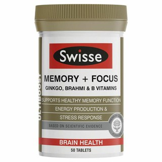 Viên uống bổ não cải thiện trí nhớ và sự tập trung Memory + Focus Swisse Úc 50 viên - Dành cho người hay chịu áp lực cao